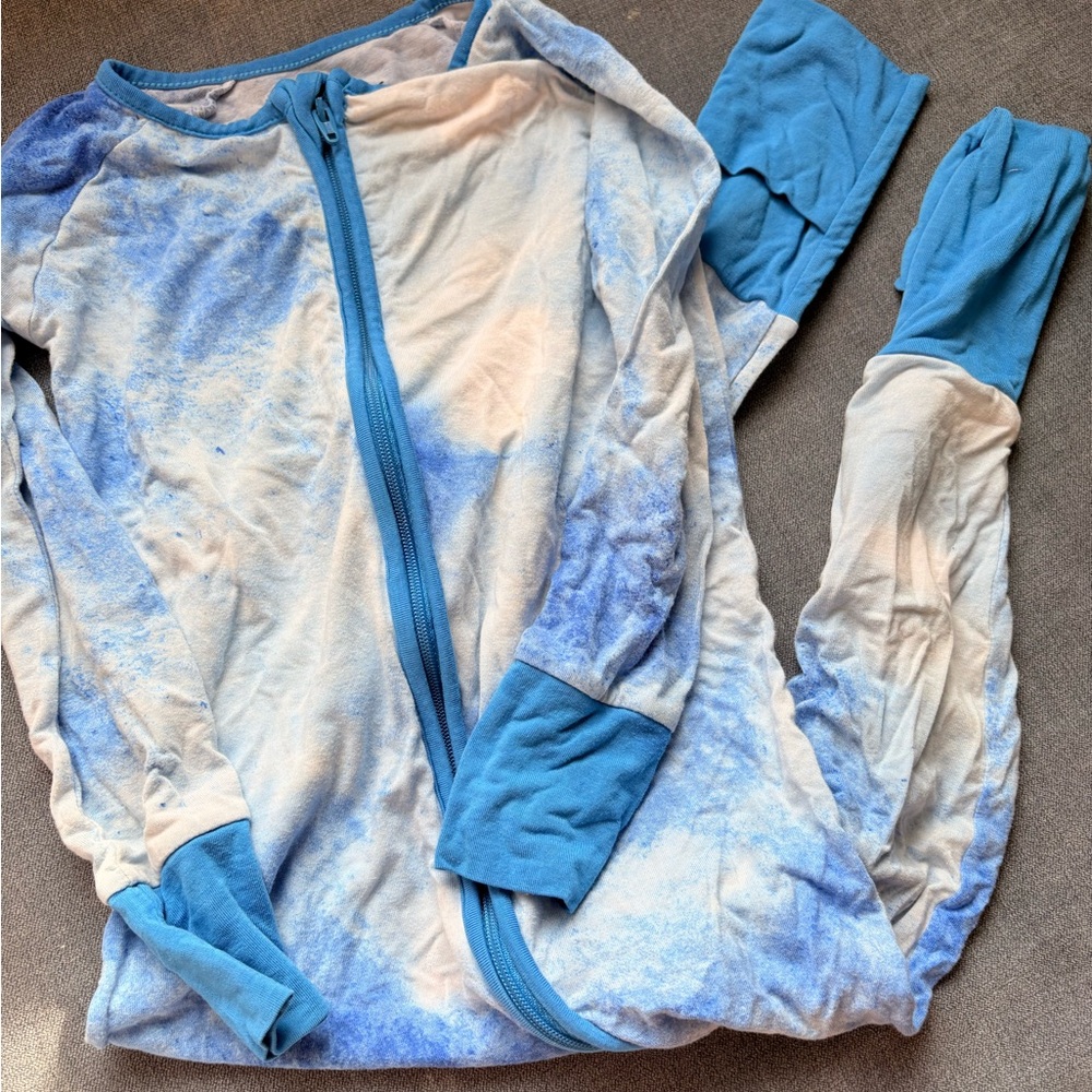 Little Sleepies - Blue Tie-Dye Zippered Onesie